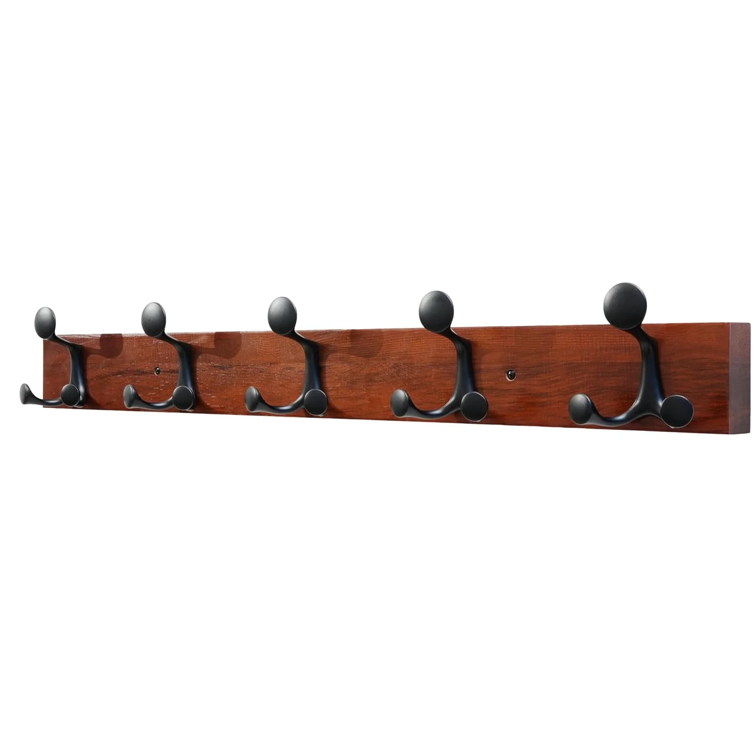 Specialty Skoloo 30-Inch Cherry Wood Coat Rack Wall Mount with 5 Triple Hooks – I for Family Entrances Classrooms and Pet Supplies Storage Casual