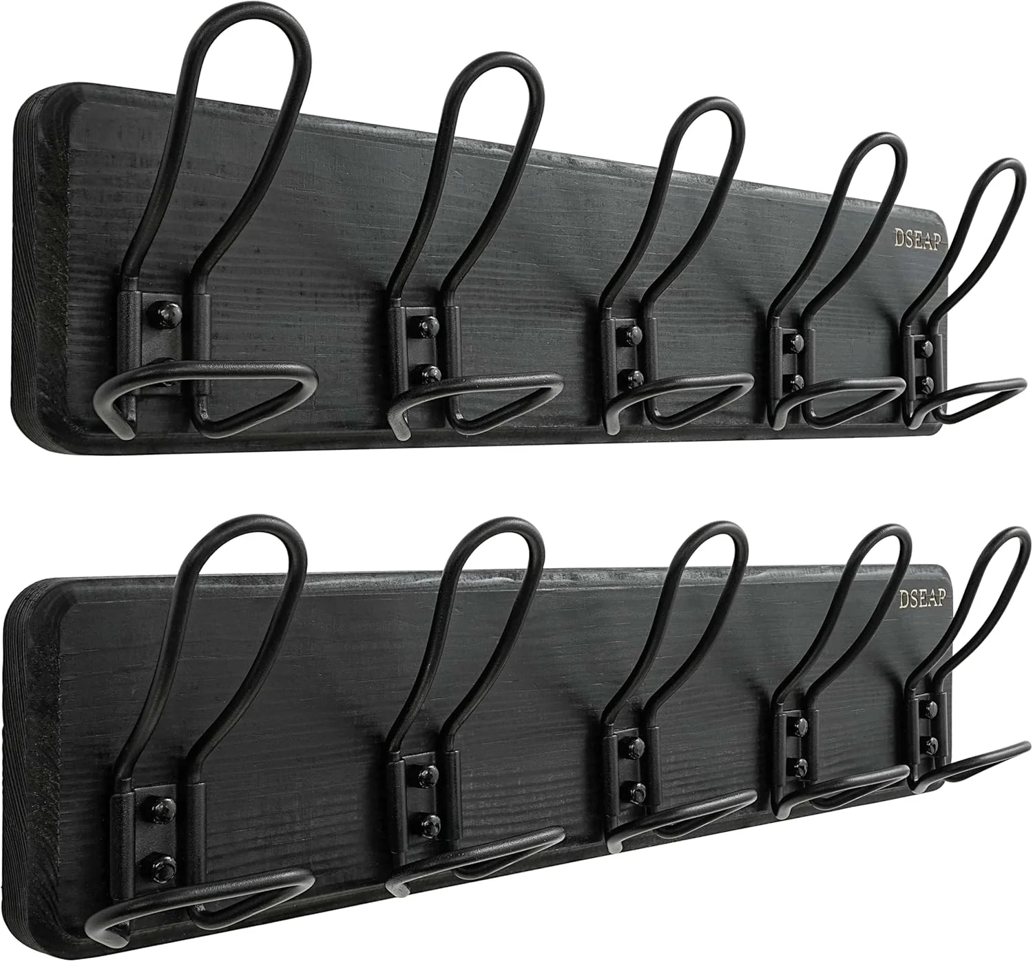 Artisan Dseap Coat Rack Wall Mounted – Heavy Duty Farmhouse Rustic Wall Coat Hanger with 5 Wire Hooks for Clothes Hat Jacket Towel RusticWire G25A Black High-Quality