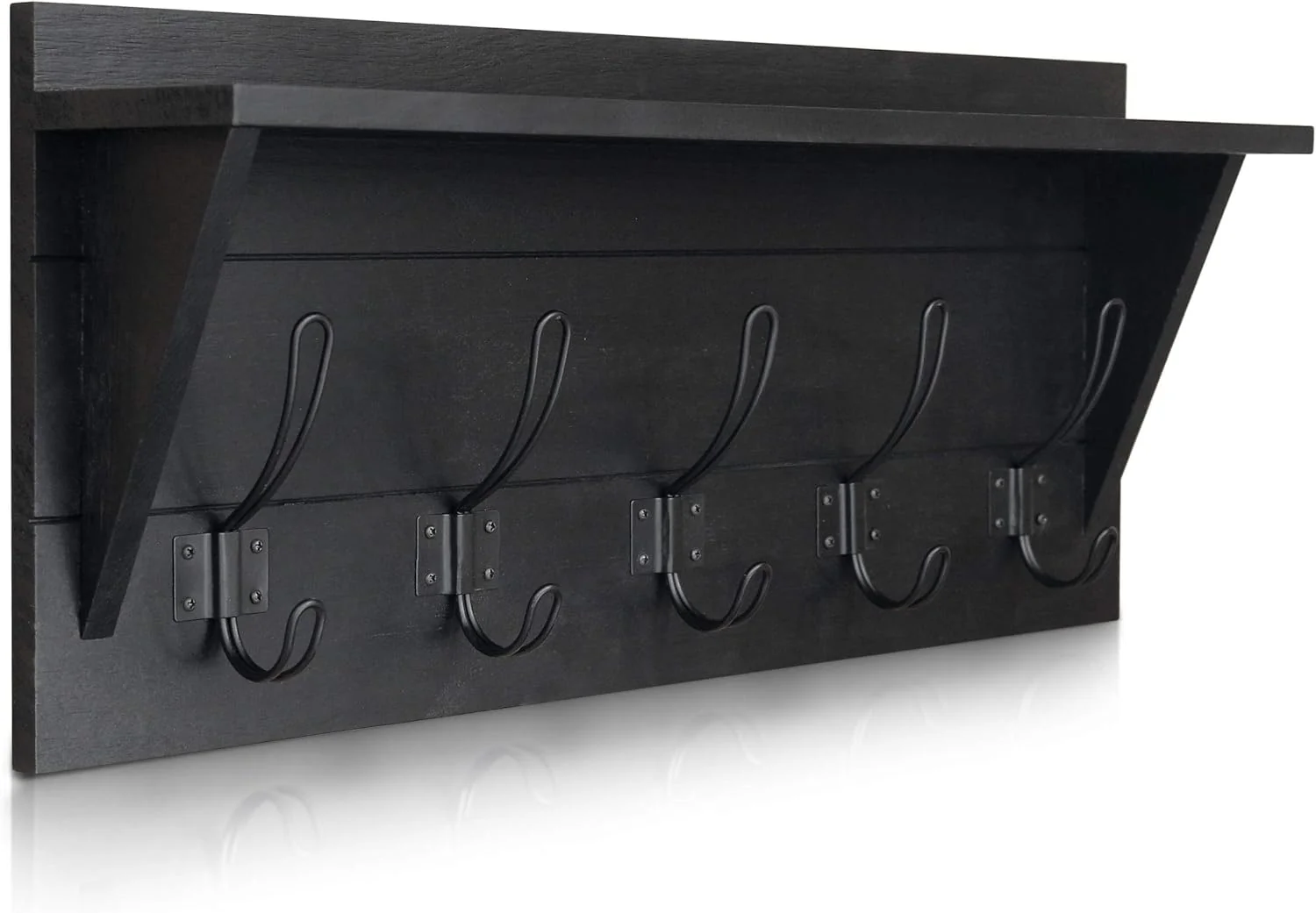 Safe Wall Mounted Coat Rack Shelf Rustic Wooden Country Style 24 Entryway Shelf with 5 Rustic Hooks Featuring Solid Pine Wood Elite