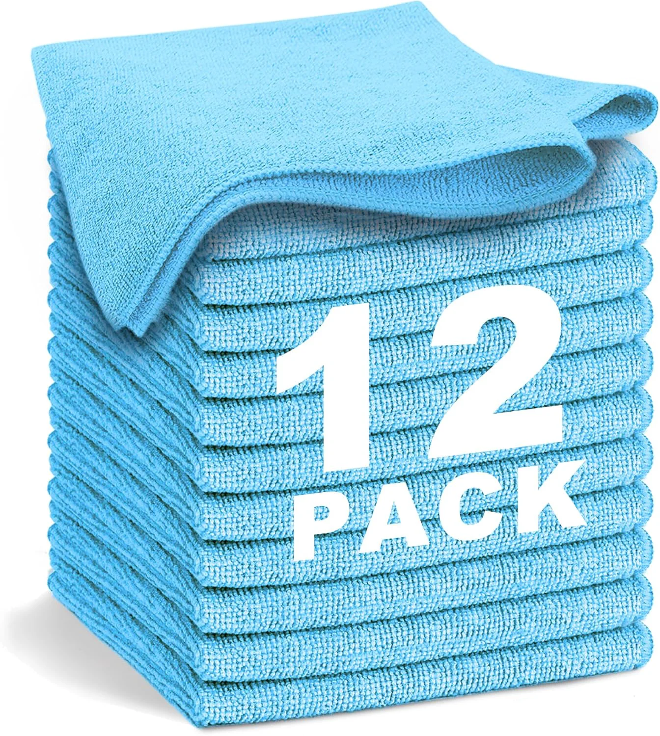 Crafted Blue Microfiber Cleaning Cloth 13 x13 Ultra Soft Absorbent Microfiber Cleaning Rags for Housekeeping Cleaning Supplies Lint Reusable Cleaning Cloths for House Washable Pack of 12 Original