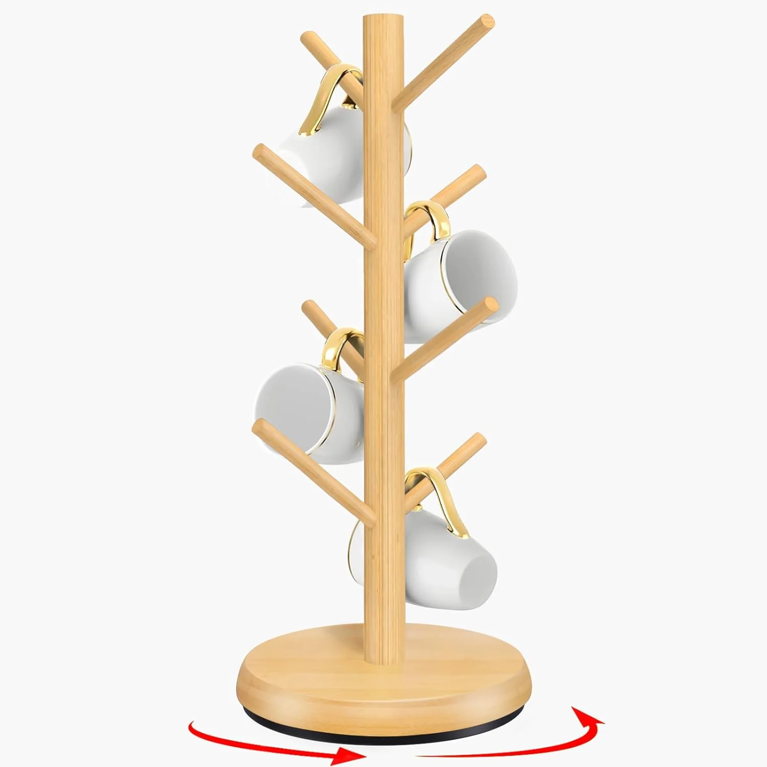 Modern Mug Holder Tree New Upgraded 360° Rotated 8 Hooks Coffee Cup Holder for Counter Wood Coffee Mug Rack Standing for Coffe e Bar Accessories and Kitchen Quality