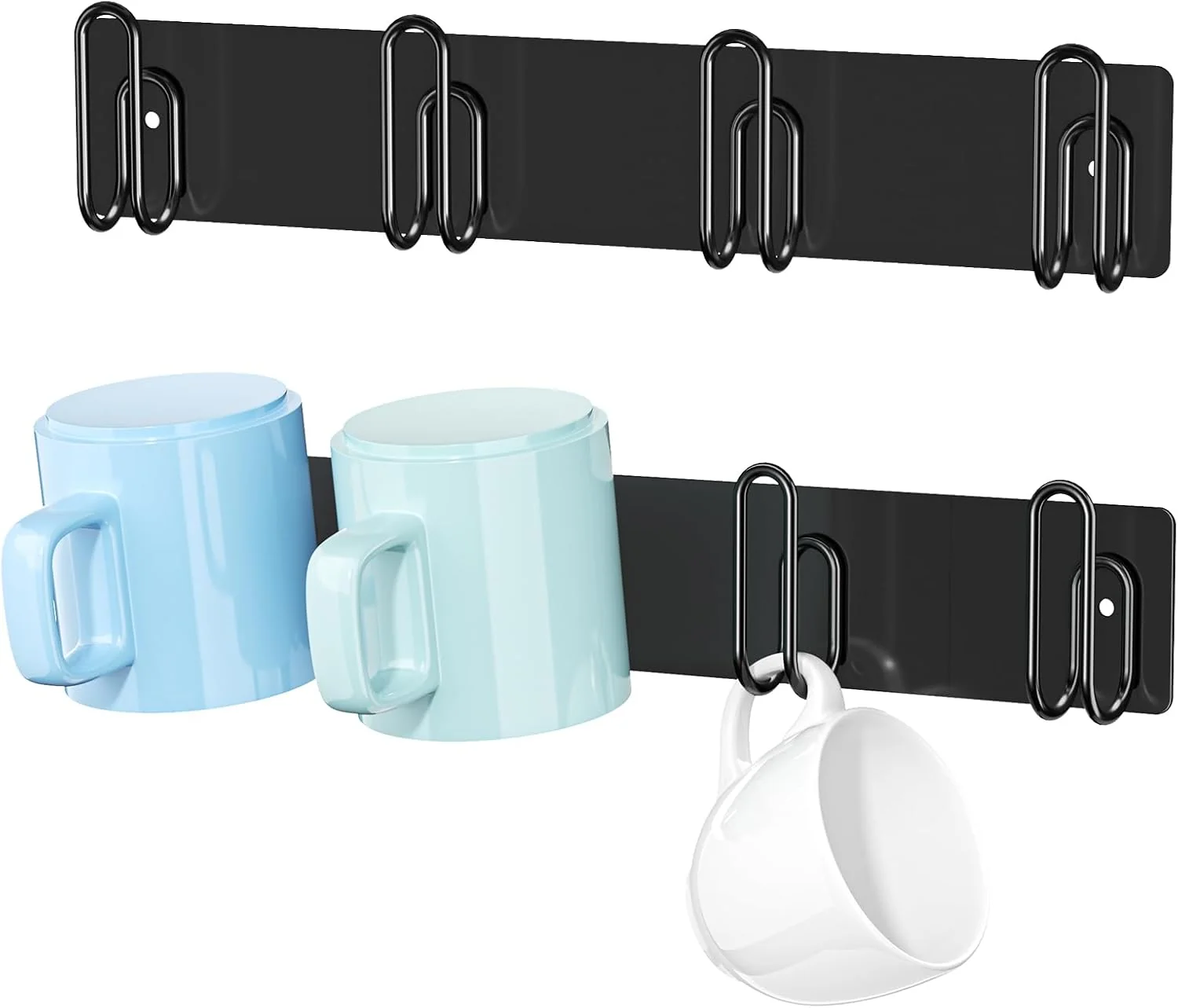 Mug Holder Wall Mounted 2 Pack Black Coffee Cup Hooks Metal Mug Rack for Kitchen Modern Unique Cabinets Cups Consistent