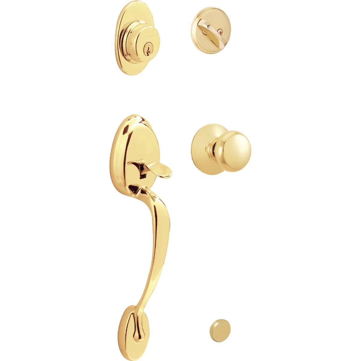 Expertly Made Schlage Bright Brass Entry Door Handleset with Plymouth Knob Reliable