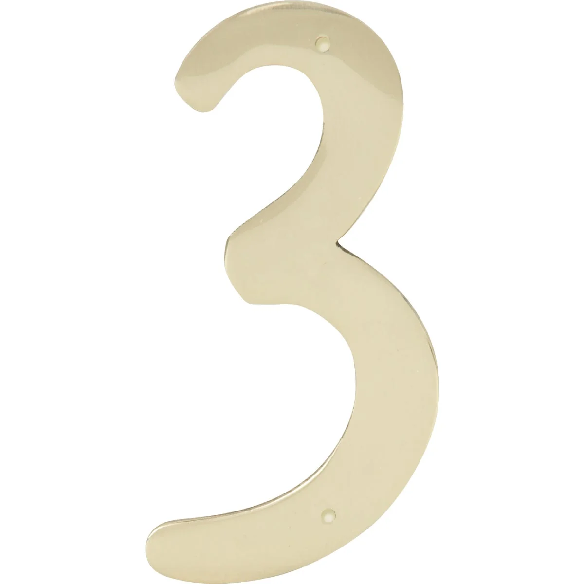 Certified Hy-Ko 4 In. Polished Brass House Number Three Superior