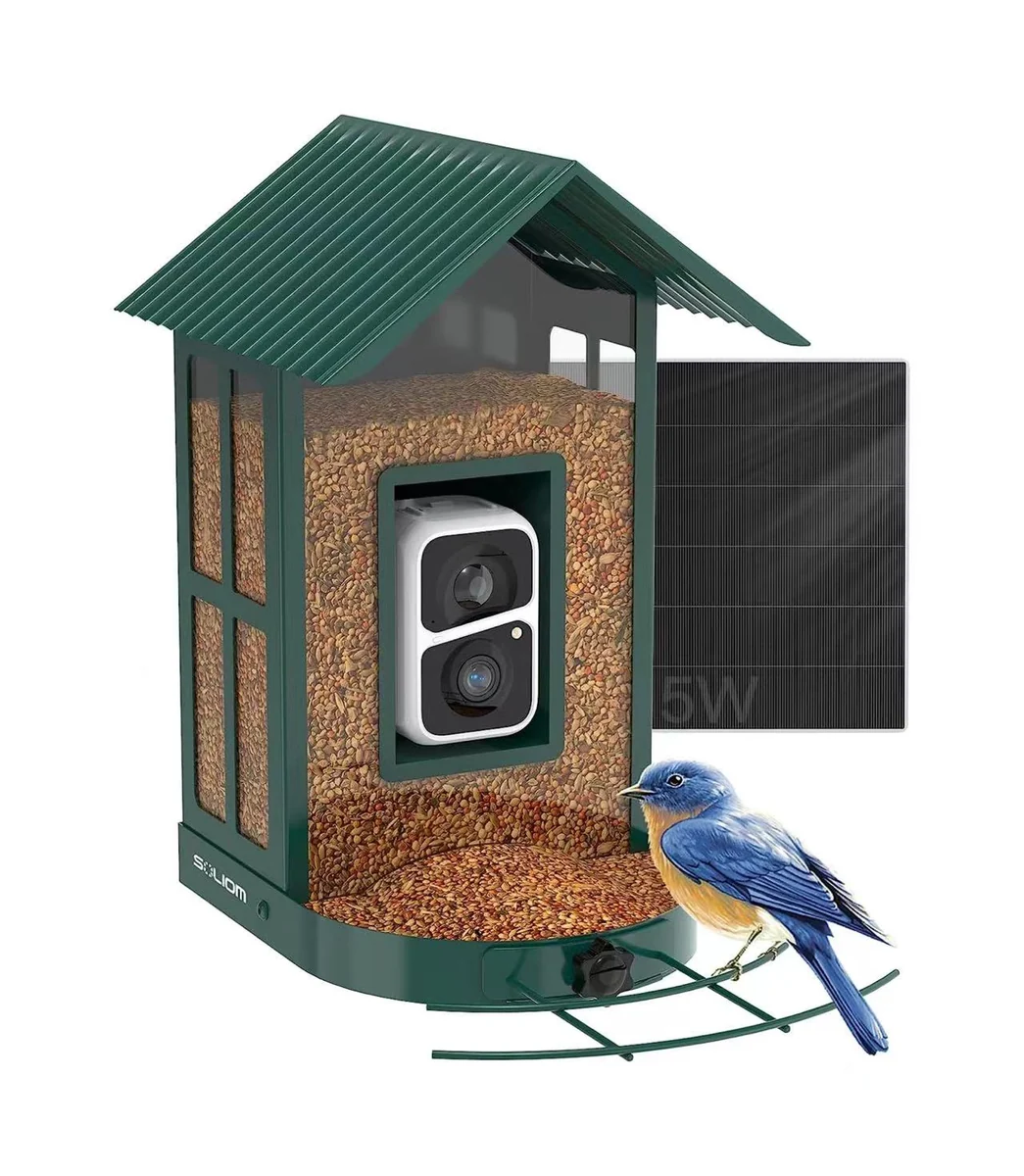 High-End Customized Smart Bird Feeder Camera with AI Identify Bird Species Wild Bird Watching Cam Live 5W Solar Panel -Metal Case Responsible