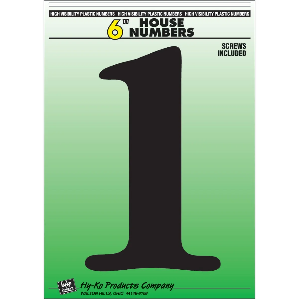 Unique Hy-Ko 6 In. Black Gloss House Number One Traditional