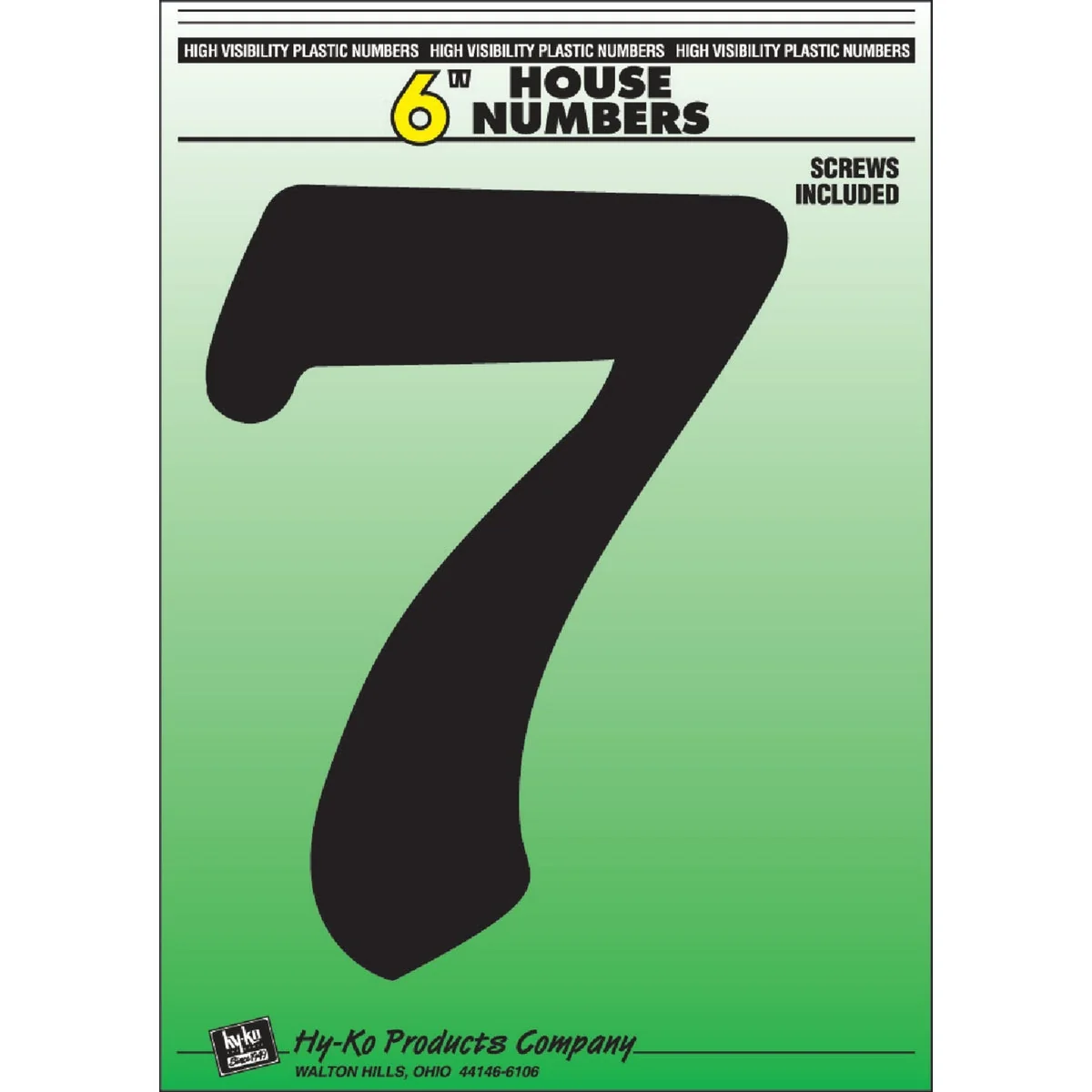 Convenient Hy-Ko 6 In. Black Gloss House Number Seven Sophisticated
