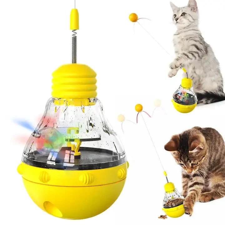 Recyclable 2025 New Interactive Movement Pet Toy Tumbler Toy Light Shining Ball with Gravity Feed Leaky Food for Cats Relaxed