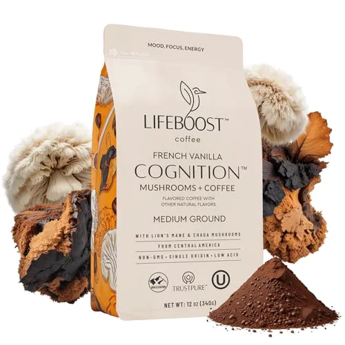 Authentic French Vanilla Cognition Mushroom Coffee 12 Ounce Traditional