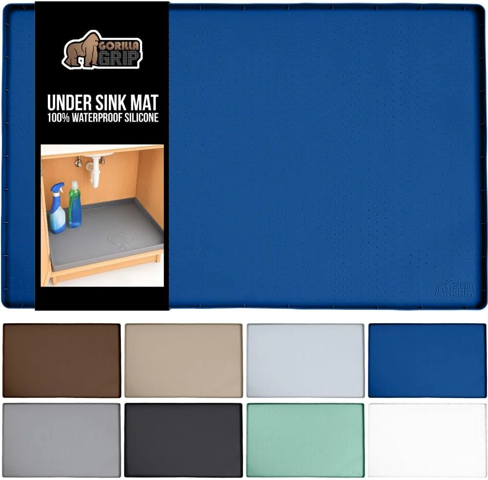 Fine Crafted Gorilla Grip Waterproof Silicone Under Sink Mat with Raised Lip for Kitchen and Bathroom Breathable