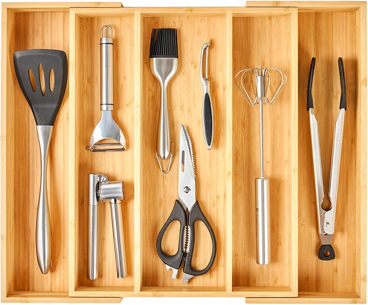 Safe Umilife Expandable Kitchen Drawer Organizer 2.5 High Bamboo Utensils Silverware Tray Adjustable Large Deep Wood Organization Holder Effective