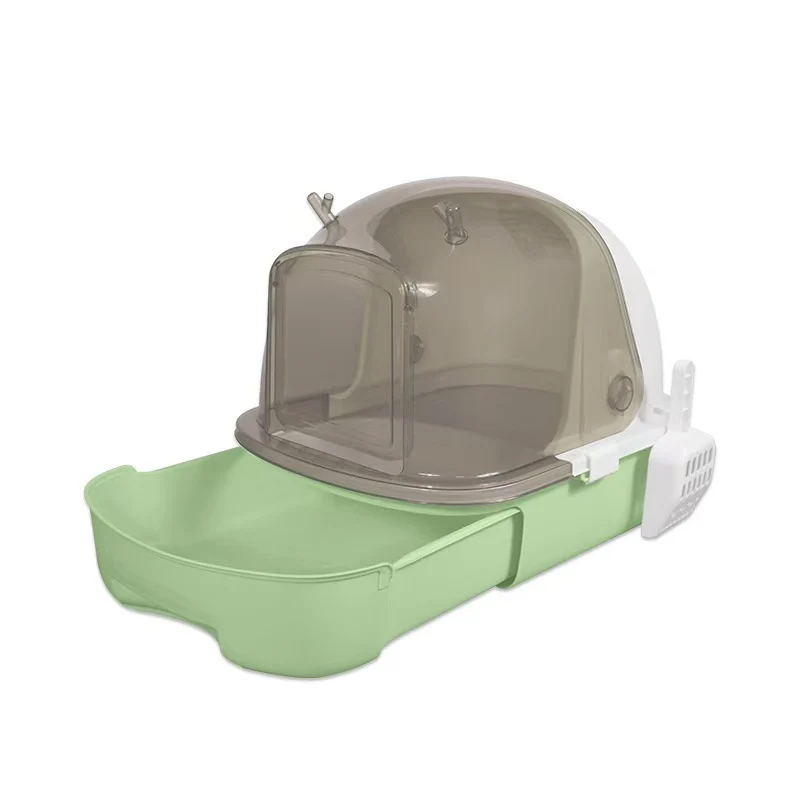 Durable Oversized Anti-OdorCat Litter Box Translucent With Antlers Removable Enclosed Drawer Cat Toilet Anti-spatter Cat Litter Bowl Lightweight