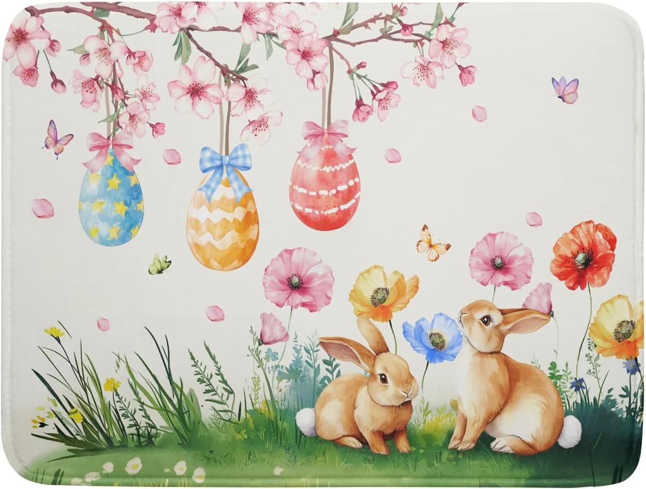 Reliable Giwawa Easter Bunny Dish Drying Mat Spring Rabbits Eggs Hunt Dish Drainer Mats for Kitchen Countertop Watercolor Floral Absorbent Reversible Dish Drying Pad Decor 18x24inches Large Professional