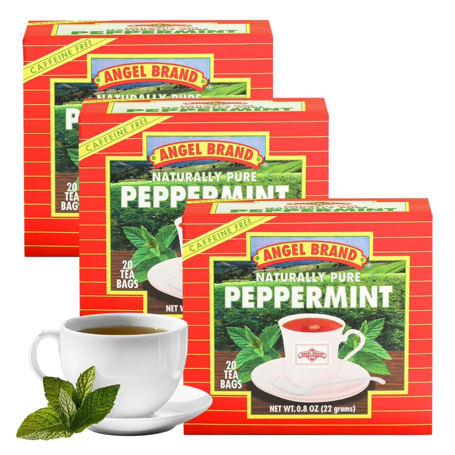 Luxury Angel Brand Peppermint Tea Bags 20 – Pack of 3 – Pure Caffeine- Herbal Mint Tea for Relaxation and Fresh Breath Made with Pure Peppermint for a Delightful Sip Every Time. Responsible