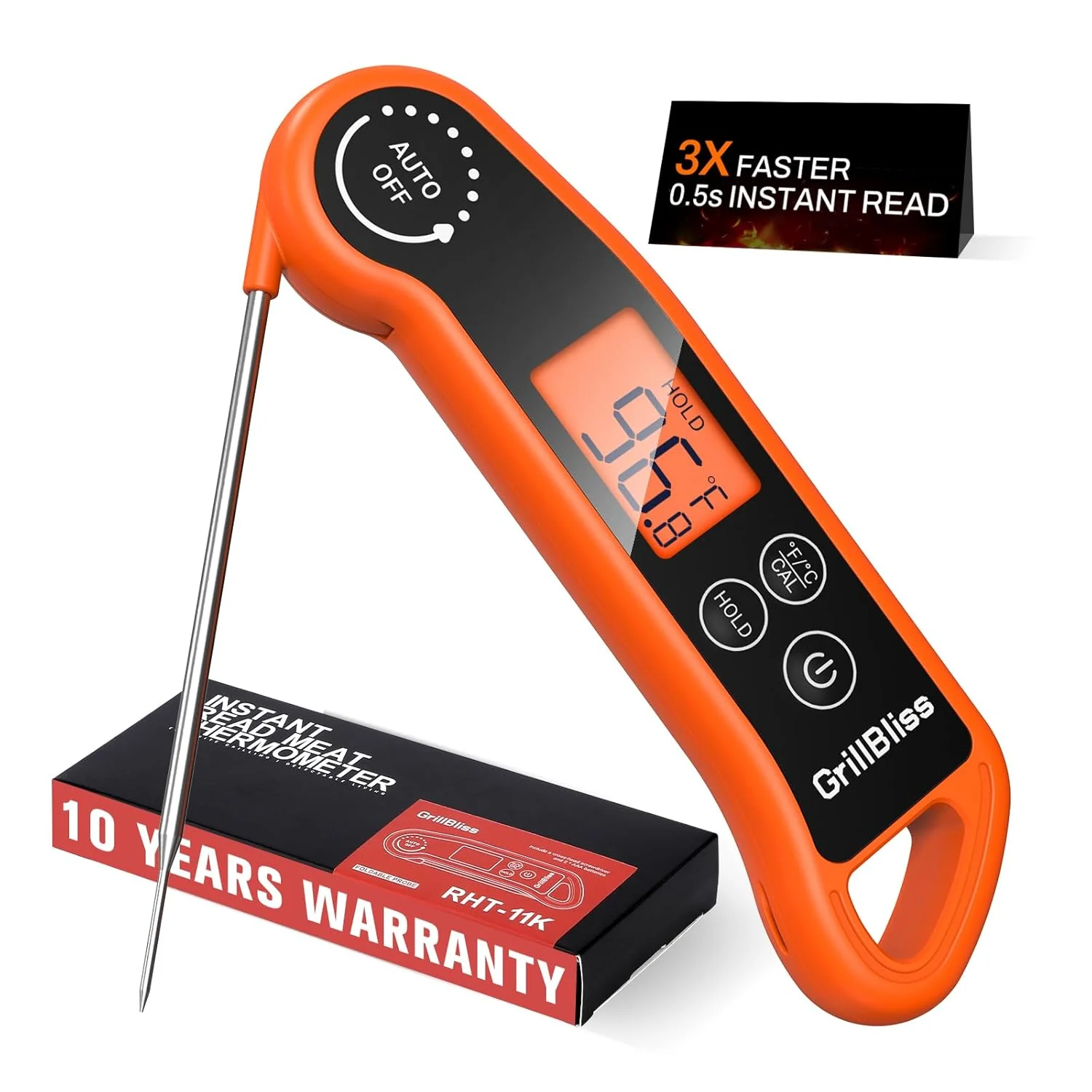 Prestigious Instant Read Meat Thermometer Within 0.5s GrillBliss Meat Thermometer Digital with ±0.5℉ Accuracy Food Thermometer with Backlit Display Lightweight