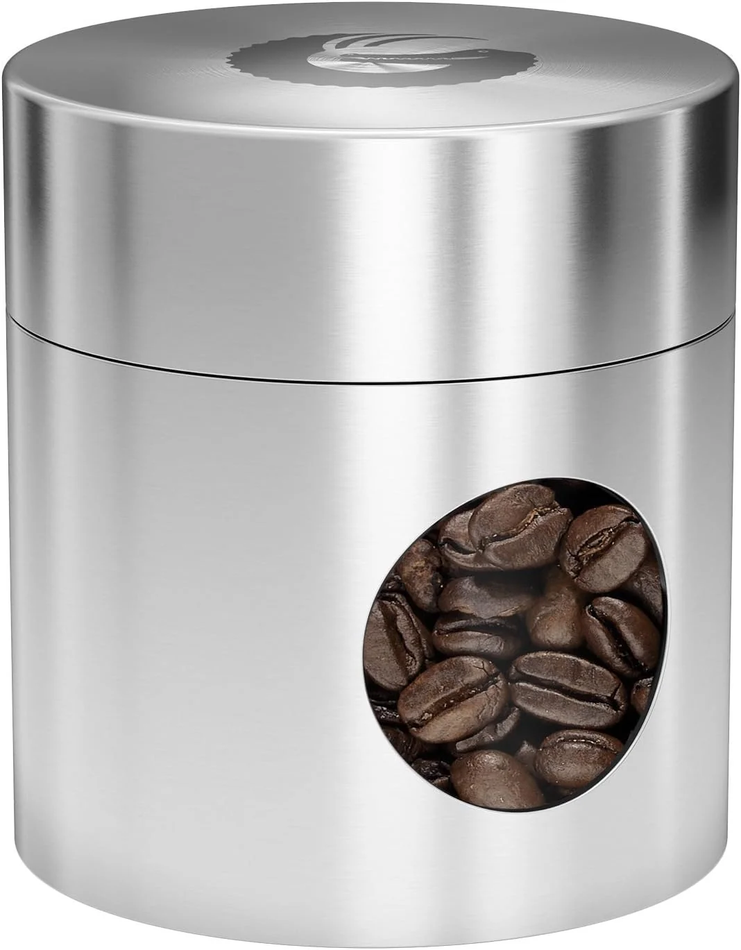 Flexible Coffee Gator Mini Coffee Canister- 4oz Borosilicate Glass Little Container for Beans Grounds Dry Food Storage Kitchen Travel – Silver Casual