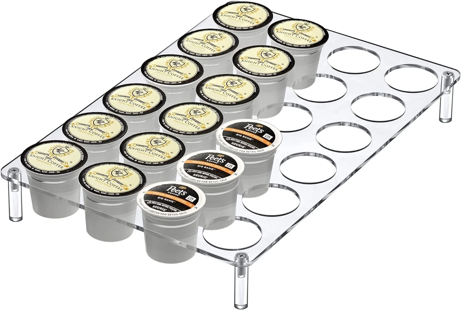Certified Abby 24-Slot Flat Acrylic Coffee Pod Holder Large-Capacity Plastic Coffee Capsule Storage BPA- and Shatter-Proof Prestigious