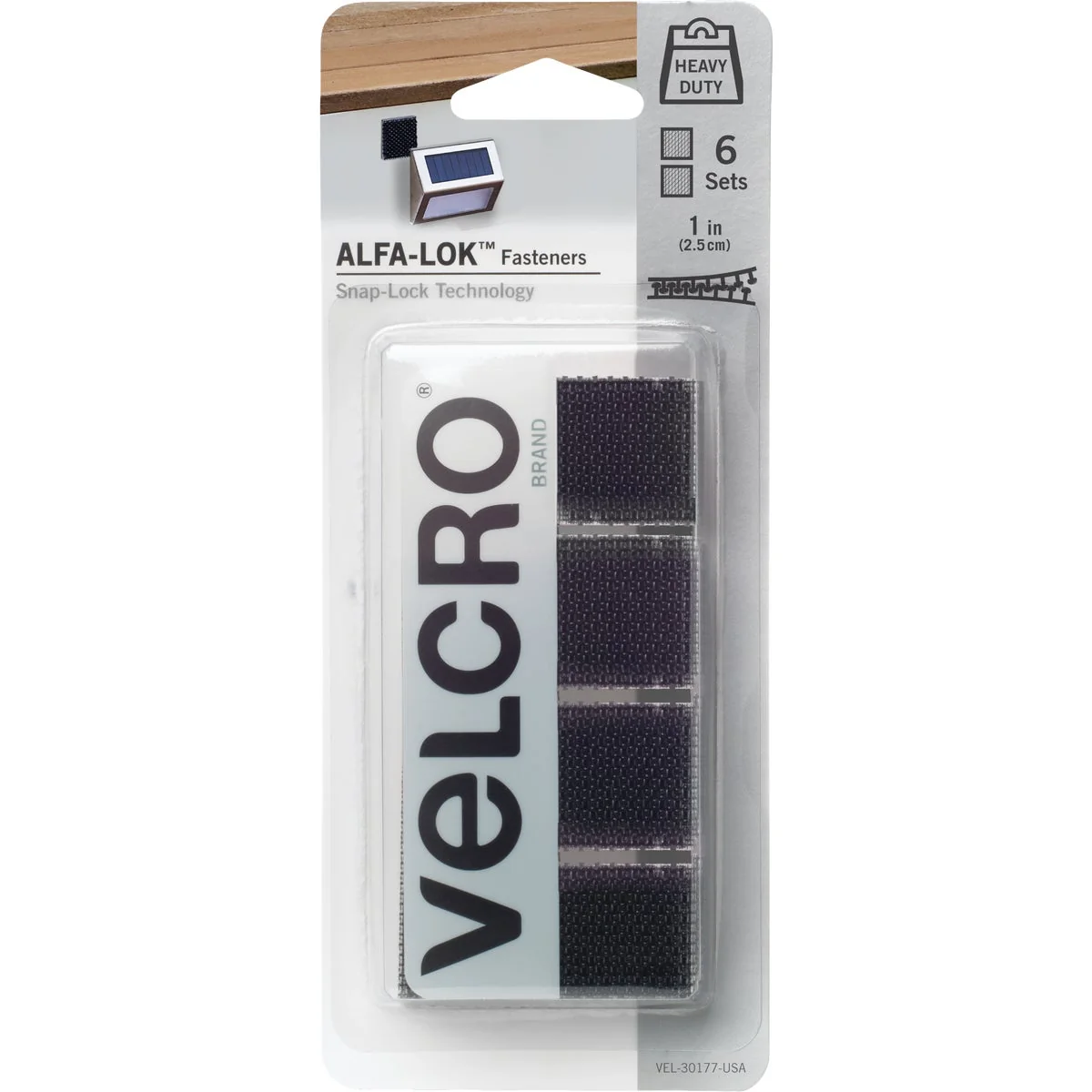 First-Class Velcro Brand Alfa-Lok 1 In. x 3 In. 15 Lb. Capacity Black Square Tape Strip 4 Sets Excellent