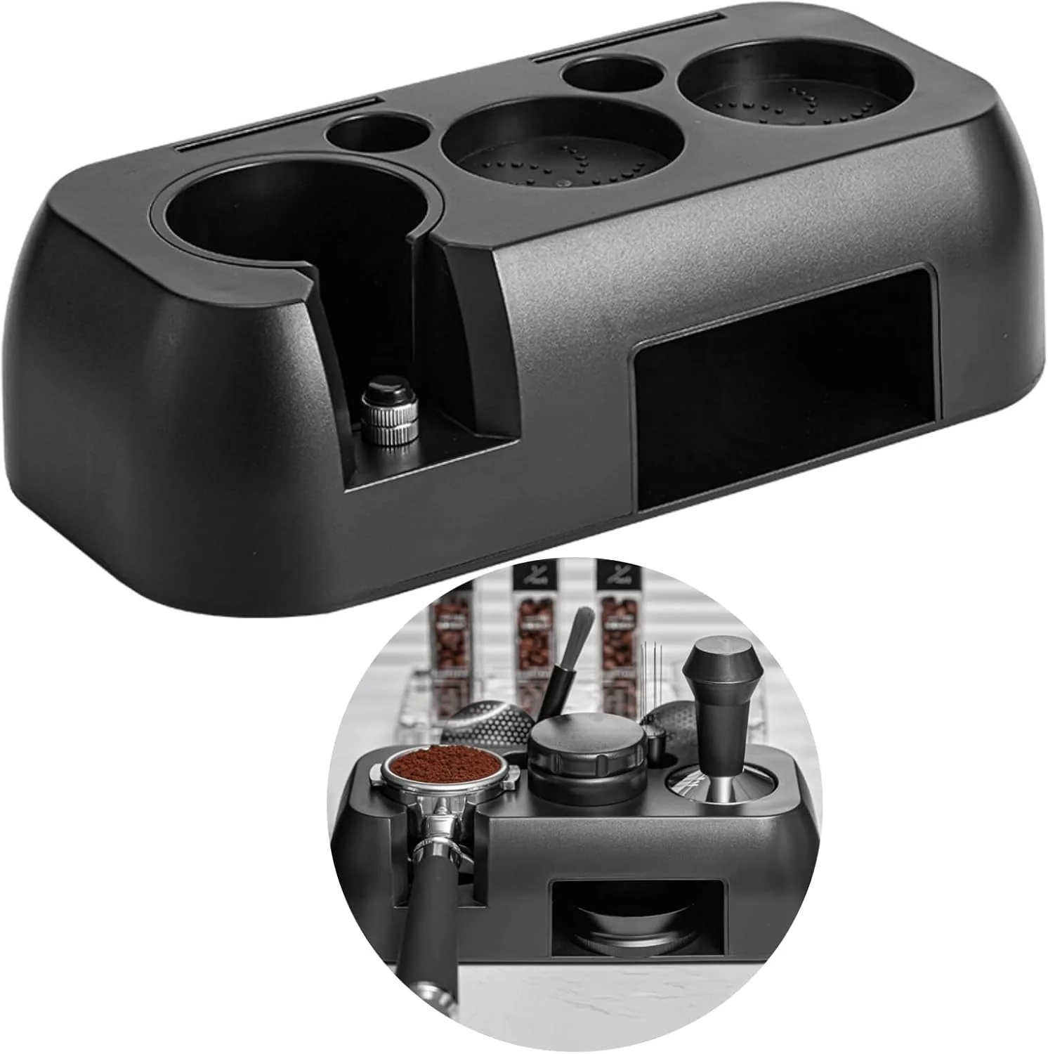 Top-Quality Multifunctional Tamper Station Espresso Tamping Station Non-slip Espresso Tamper Station Fit 51-58mm Tamper Distributor Portafilter Tamper Holder Relaxed