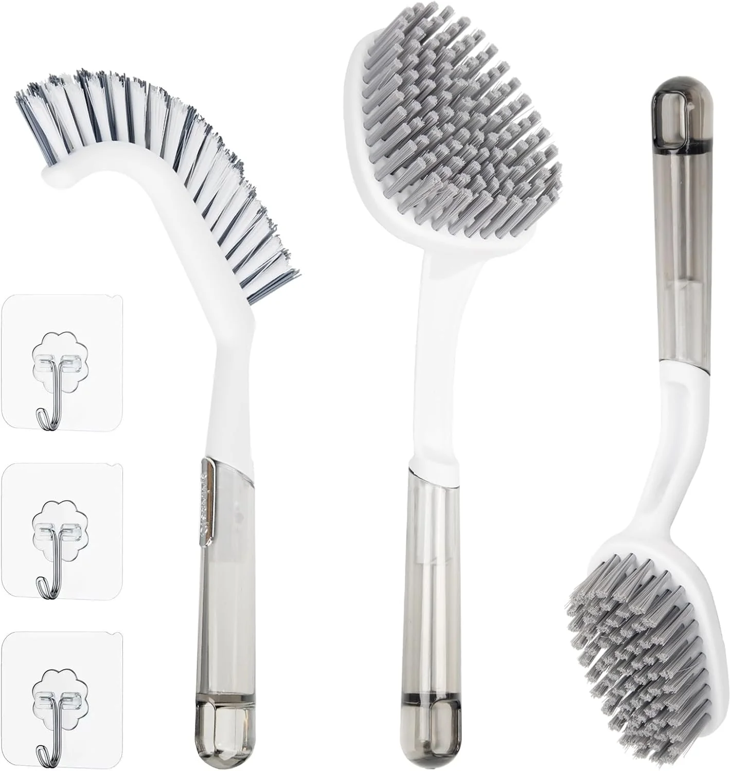 Solid 3 Pack Scrub Brush Set – Heavy-Duty Scrub Brushes for Cleaning with Handle Cleaning Brush with Stiff Bristles Shower Scrubber for Bathroom Bathtub First-Class