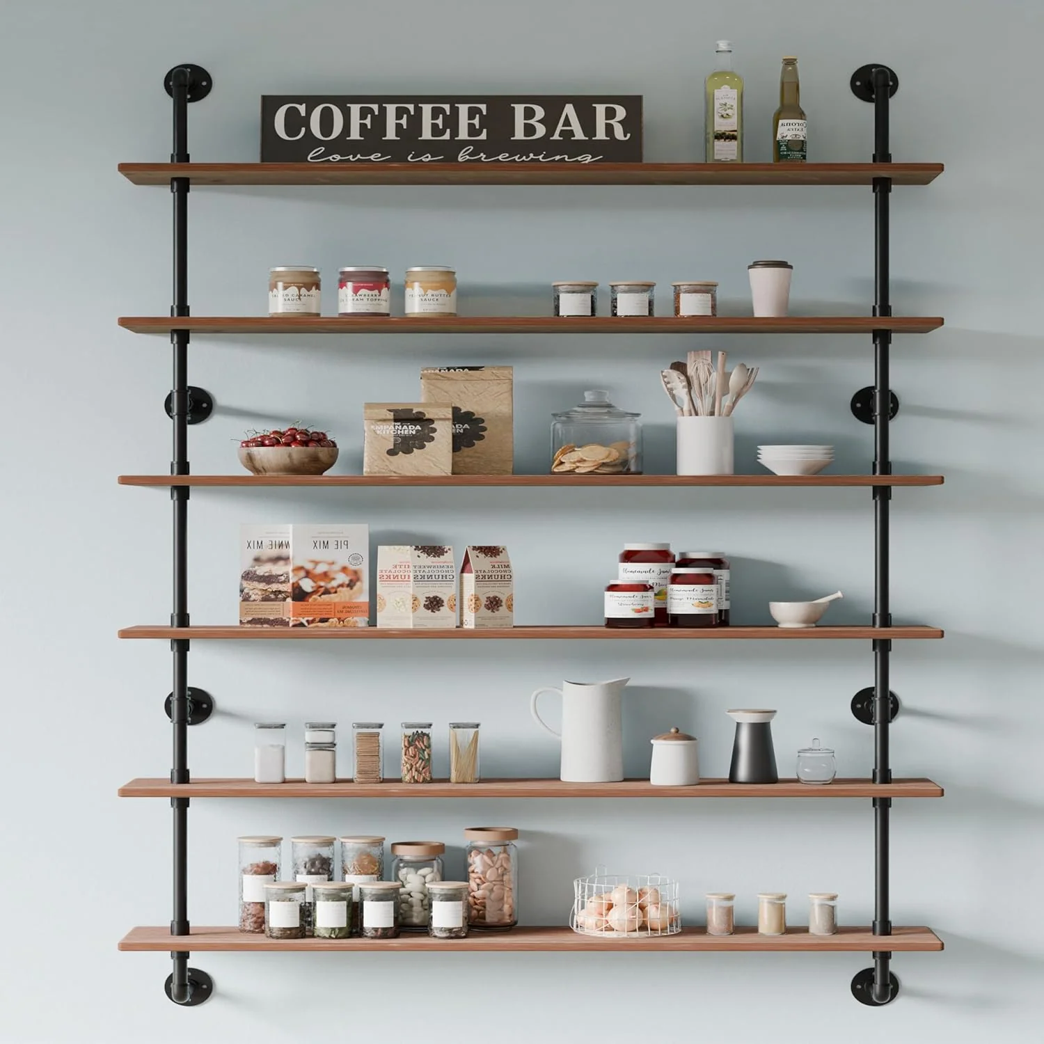 Traditional 48 InchPipe Bookshelf Floating Shelves for Wall Shelves Bookshelf Industrial Pipe Shelving Shelves Wood Planks Rustic Hanging Shelves Farmhouse Effective