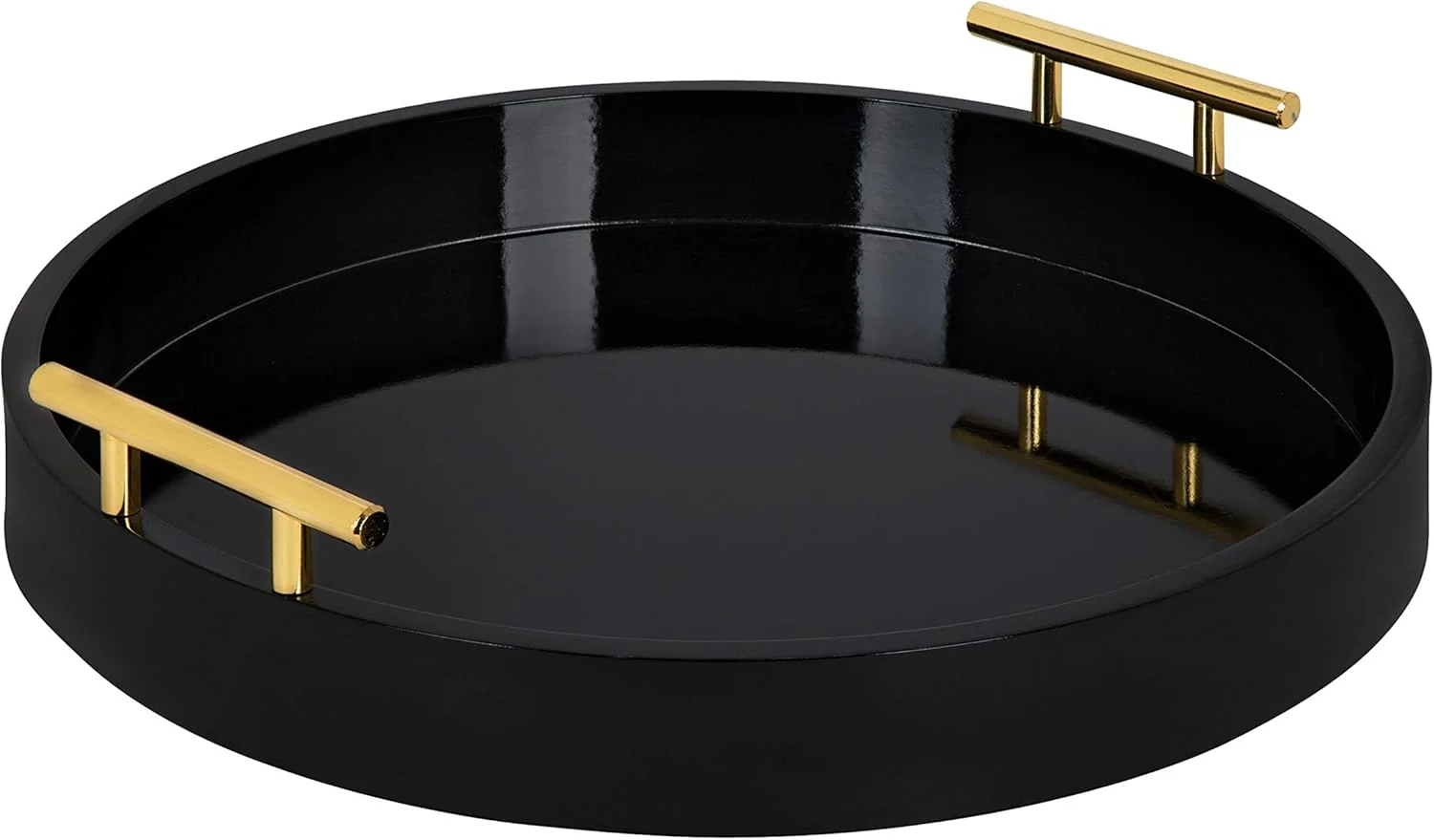 Environmentally Friendly Kate and Laurel Lipton Modern Round Tray 15.5 Diameter Black and Gold Decorative Accent Tray for Storage and Display Luxury