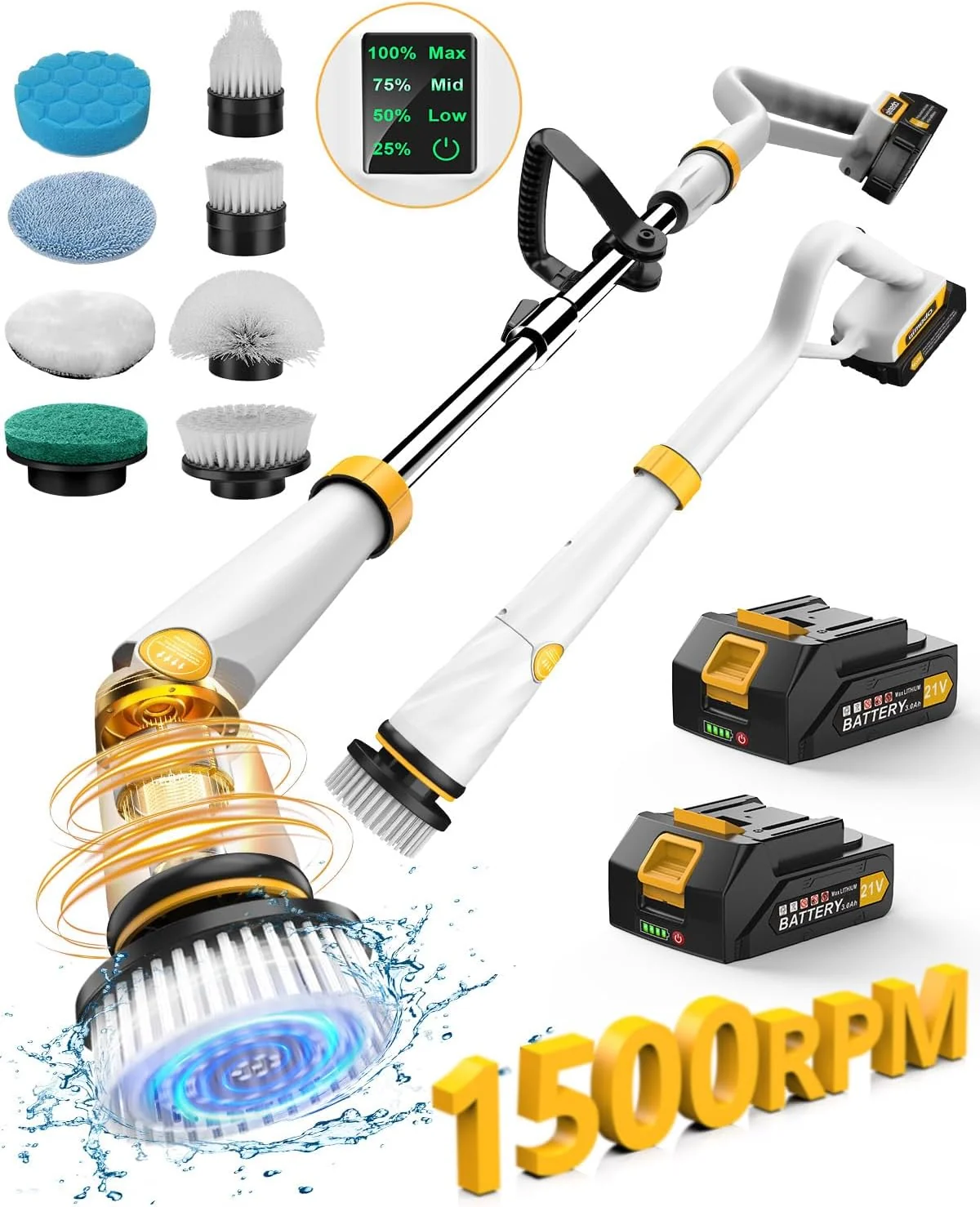 Contemporary Qimedo Electric Spin Scrubber with Two Batteries Q2 Pro 1500 RPM High Power Electric Scrubber for Cleaning Classic