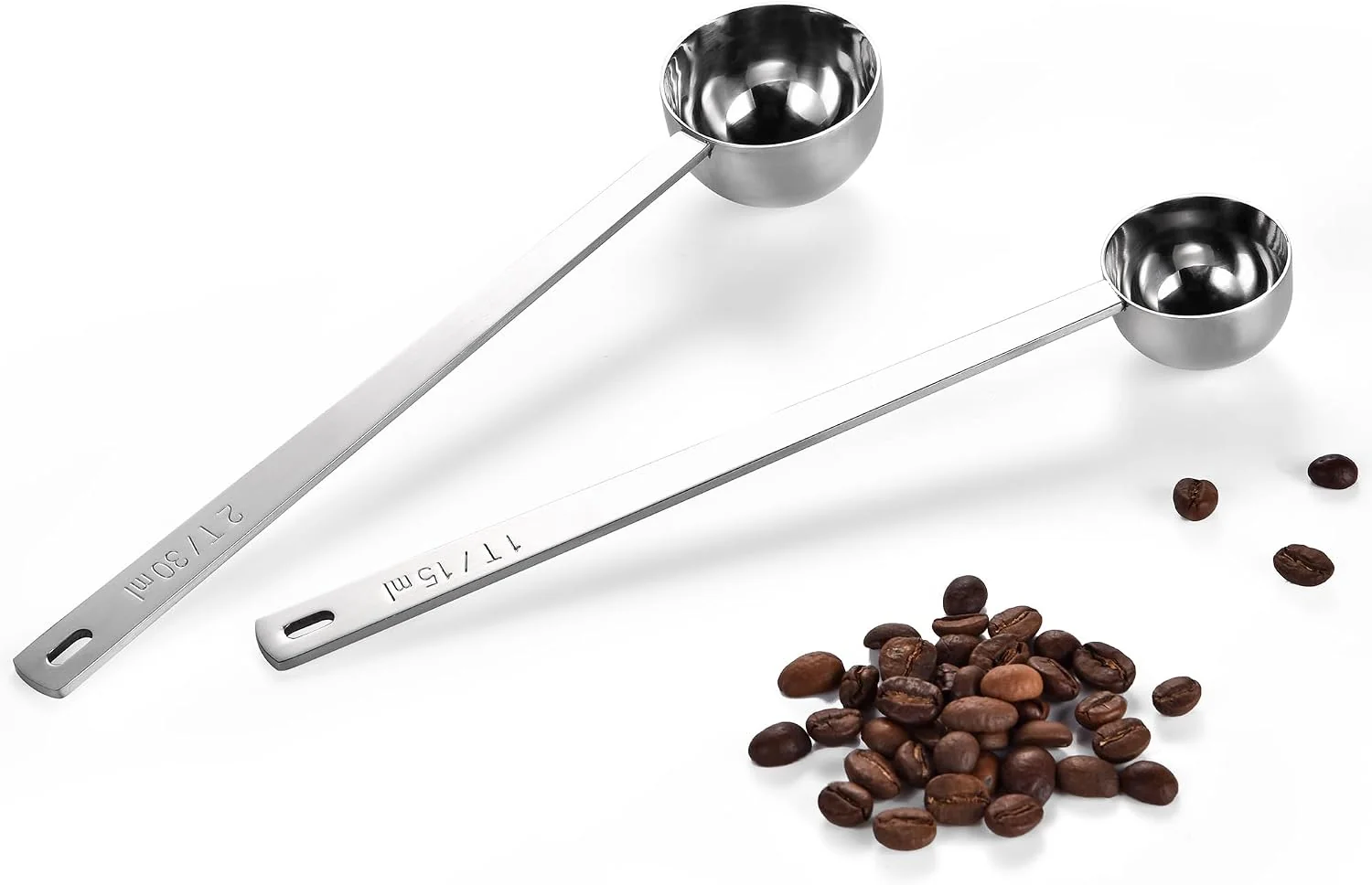 Powerful U-Taste Coffee Scoop 1 amp 2 Tablespoon 18 8 Stainless Steel Measuring Scooper for Ground Coffee Bean Powder Espresso 6.9in Long Handle Metal Meaure Spoon for Canister Jar 1 amp 2Tbsp 15 amp 30ml Silver 18 8 Stainless Steel Tablespoon Scoop Lon Casual