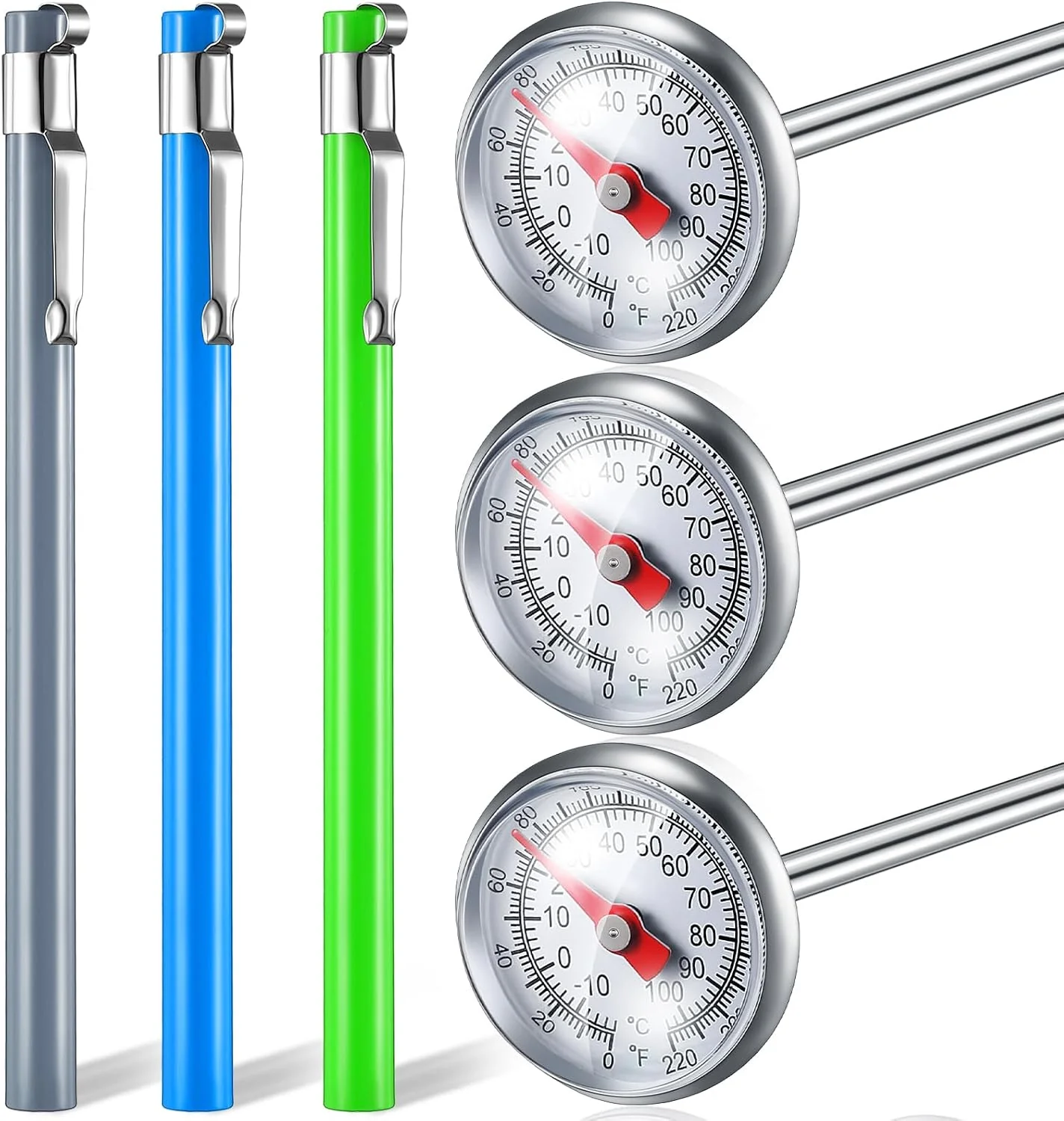 Soft Xuhal 6 Pcs Stainless Steel Kitchen Dial Thermometer 5 Gray Green Blue Genuine