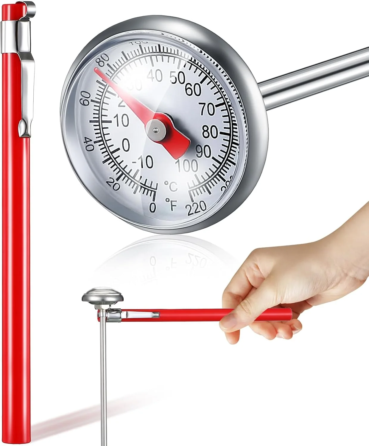 Sophisticated Xuhal 1 Pcs Stainless Steel Kitchen Dial Thermometer 5 Red Healthy