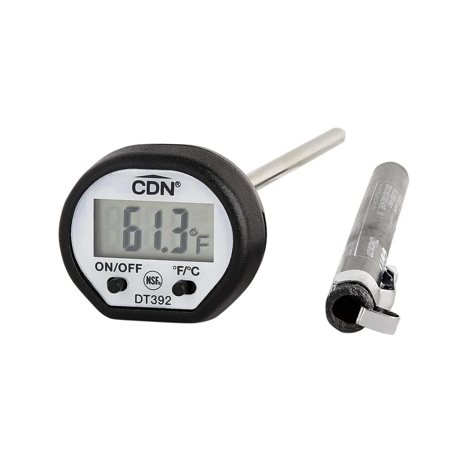 Enhanced CDN Digital Thermometer NSF ProAccurate® 5 Stem with Protective Sheath For Meat Poultry Candy Easy One-Button Operation DT392 Pure