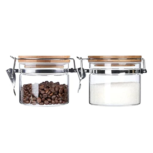 Green Clear Borosilicate Glass Storage Jars with Airtight Locking Clamp Lids 2 Count Relaxed
