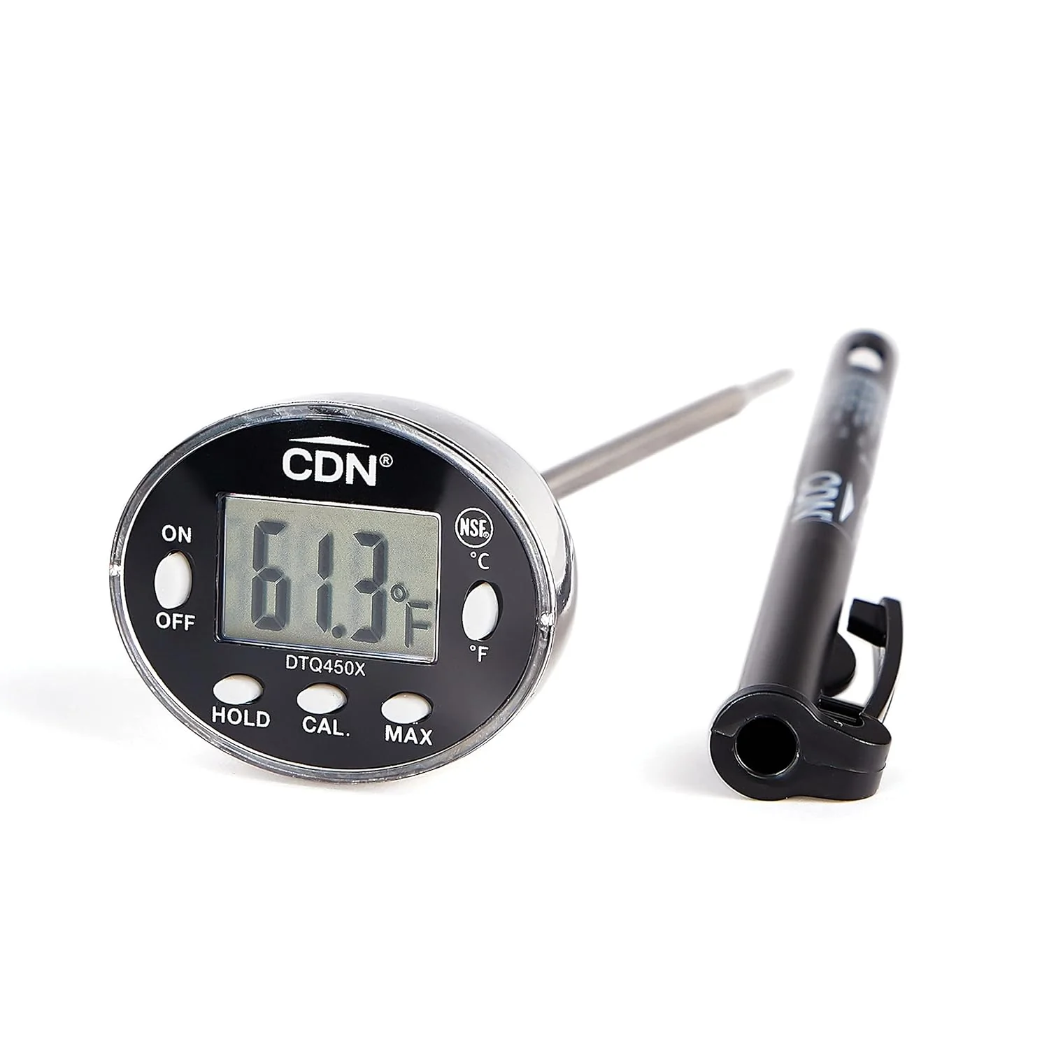 Official CDN Thin Tip Thermometer ProAccurate® 4.75 Stem Digital Hold Max Waterproof NSF I for Cooking Brewing - DTQ450X Original Design