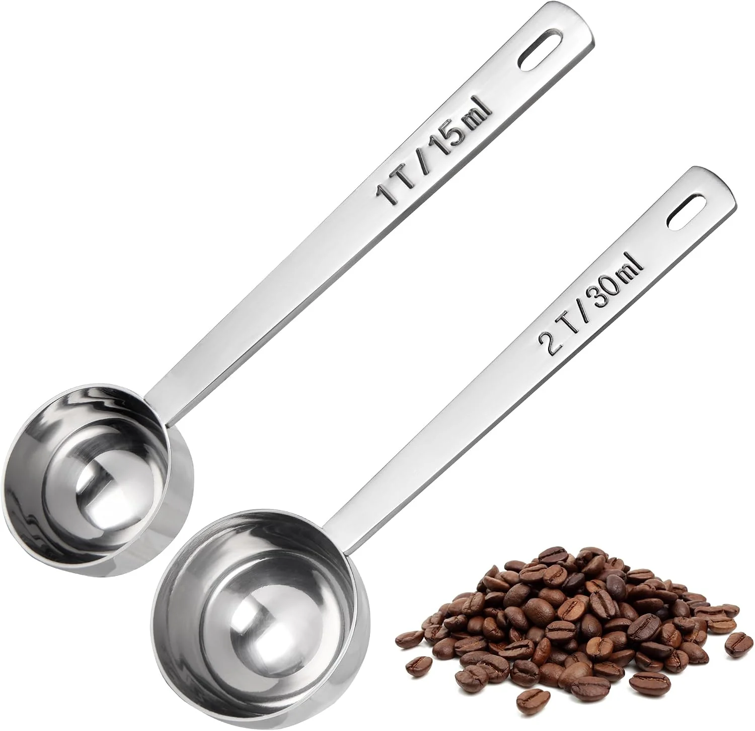 Specialty U-Taste Coffee Scoop 1 amp 2 Tablespoon 4.3in Long Handle Tbsp Measuring Spoon 18 8 Stainless Steel Tablespoon Scoop Long Metal Coffee Spoon Scooper Coffee Meansure Scoop for Ground Coffee Bean Espresso Refined
