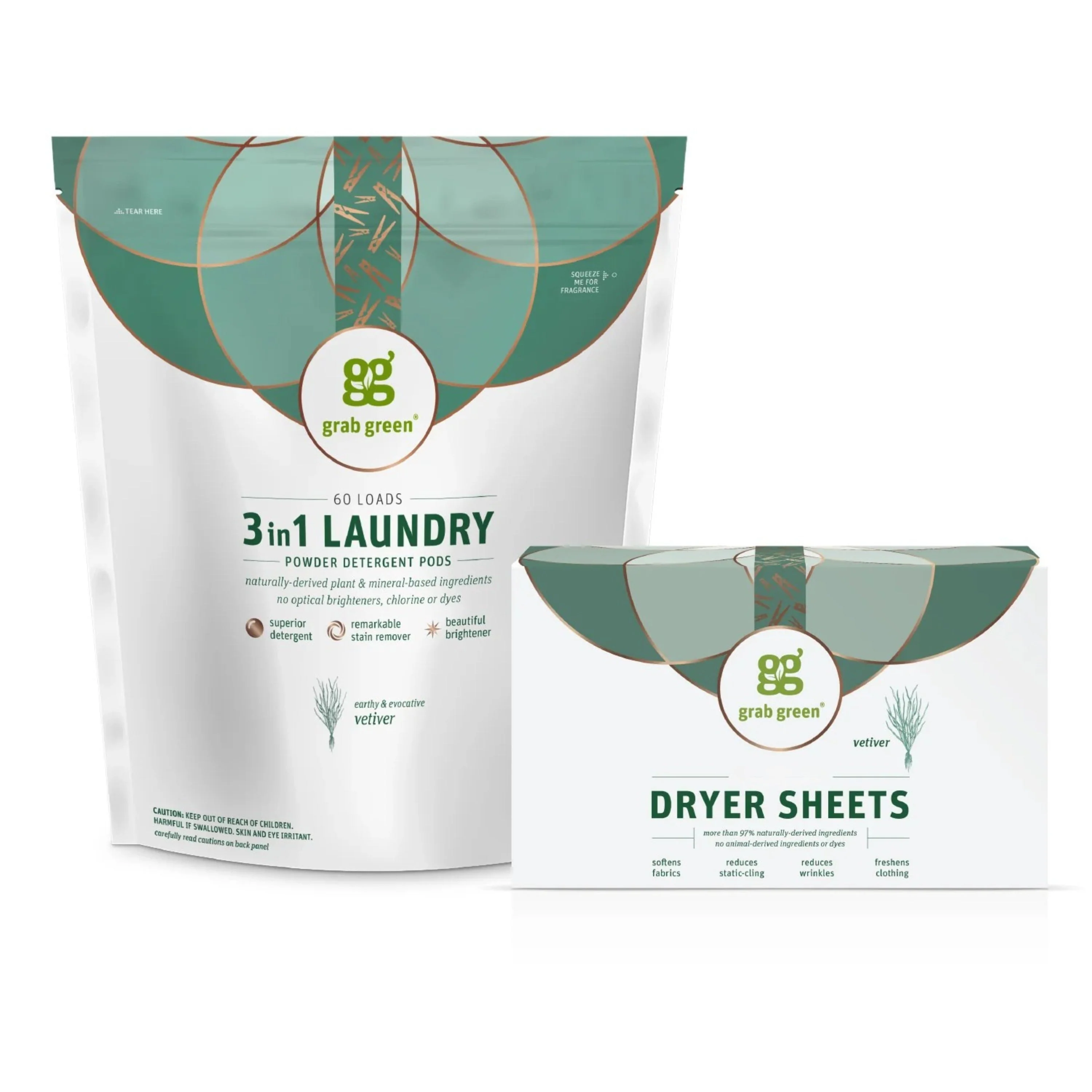 World-Class grab green Classic 3 in 1 Laundry Detergent Pods Dryer Sheets Kit Green