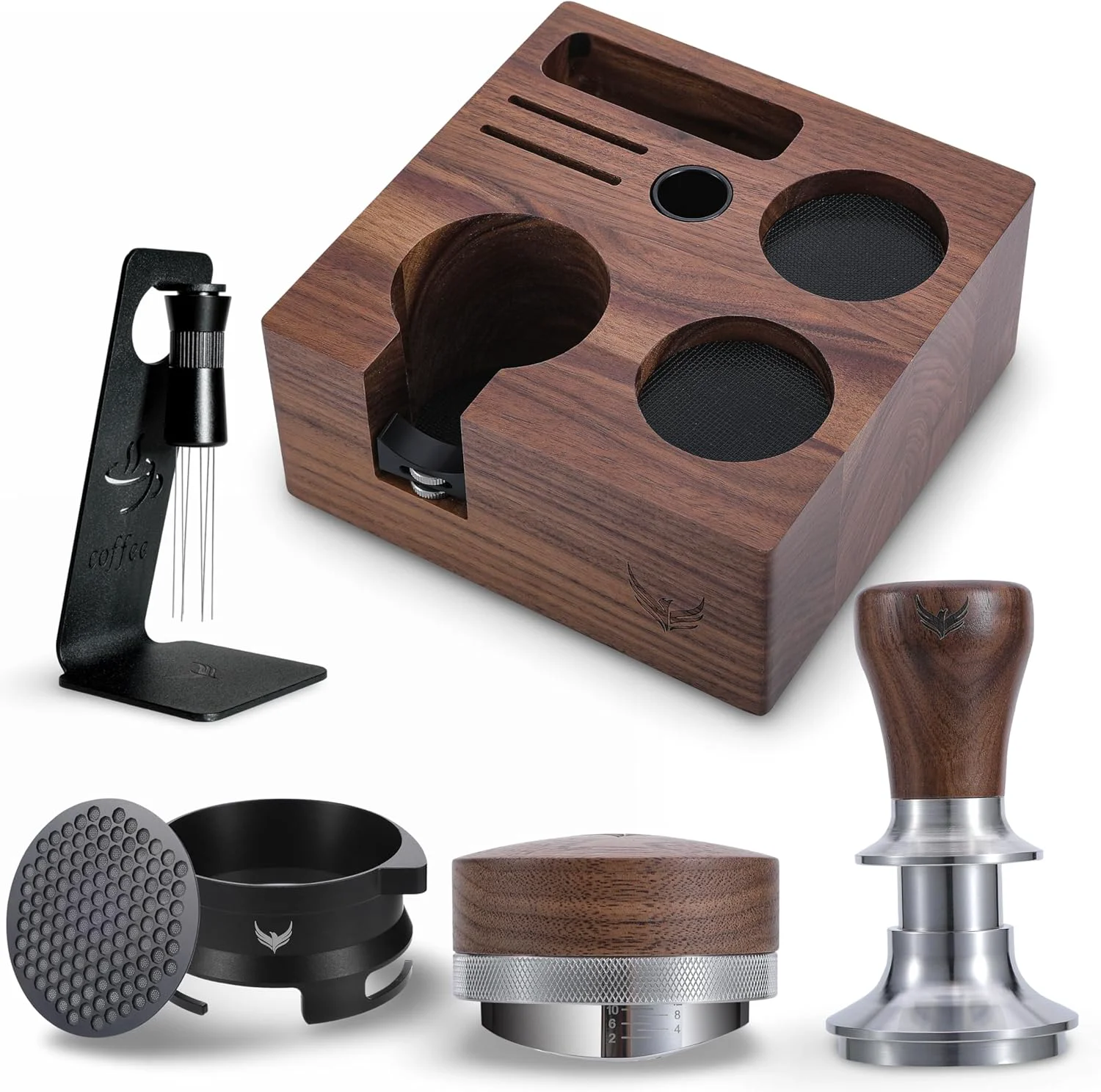 Excellent Breville Accessories 54mm Espresso Kit 6pcs Tamping Station Coffee Tamper Distributor Tool Portafilter Funnel Puck Screen and WDT Stirrer Tool High-Grade