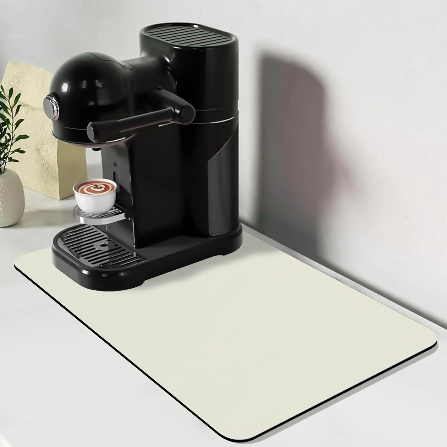 Organic Bloss Coffee Mat Super Absorbent Dish Drying Mat Coffee Bar Mat Kitchen Counter Mat Hide Stain Rubber Backed Dish Drying Pad 12.2 x19.7 Clean