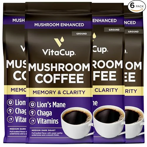 Premium Material Mushroom Medium Dark Roast Ground Coffee 60 Ounce High-Quality