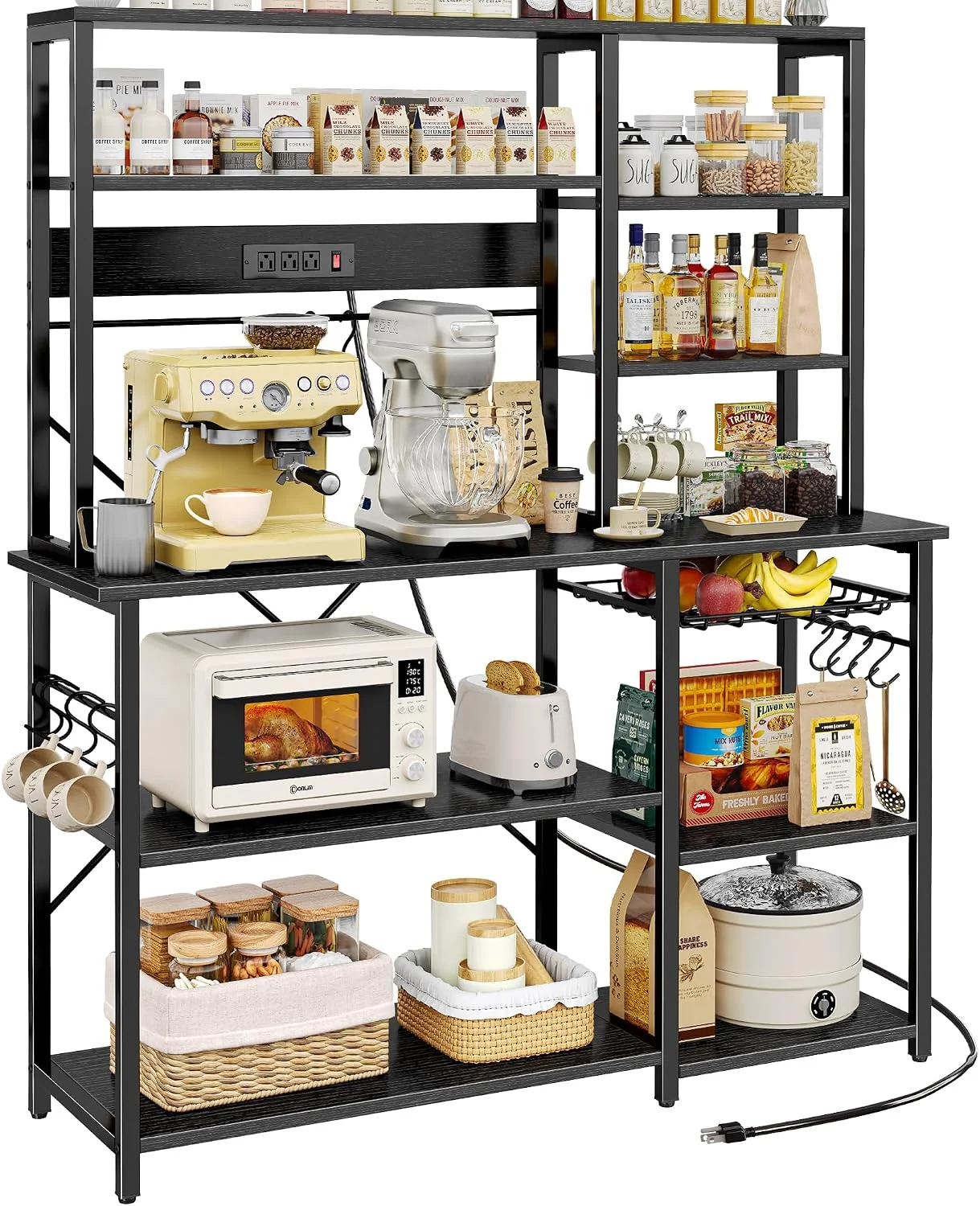 Soft SUPERJARE Large Bakers Rack with Power Outlets 47.2 Inches Microwave Stand Environmentally Friendly