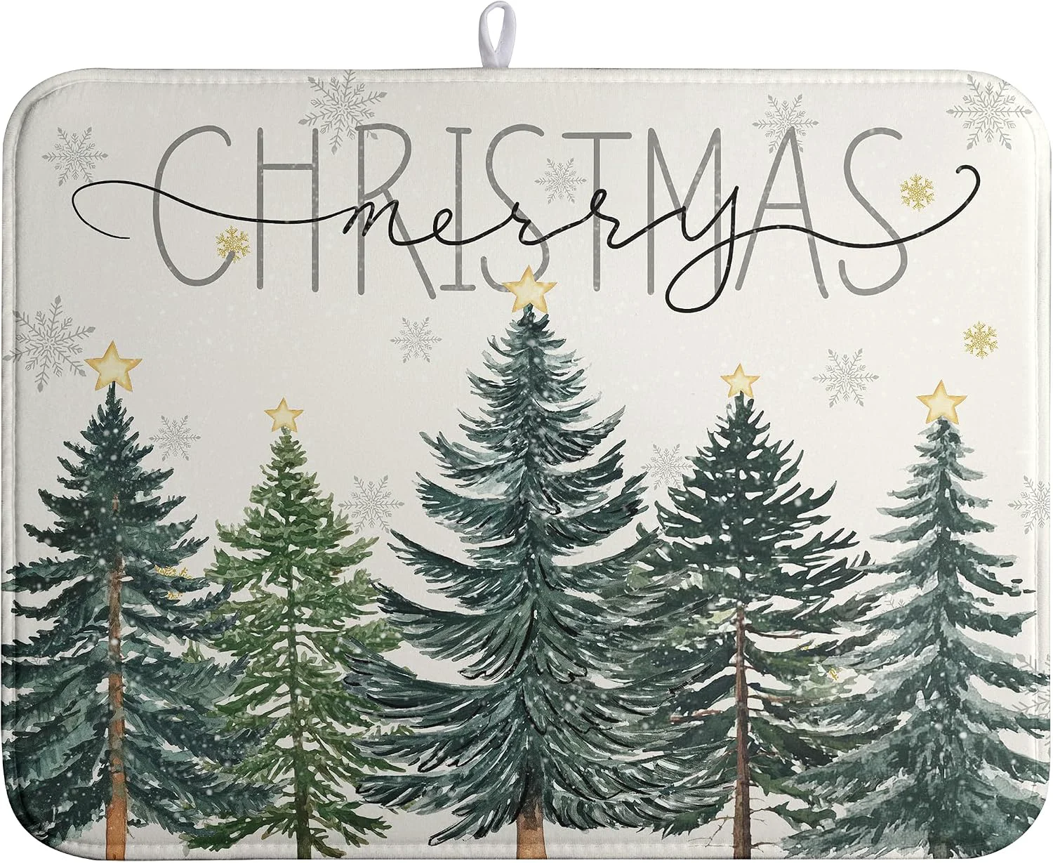 Optimized Merry Christma Trees Dish Drying Mat Winter Forest Large Kitchen Mats Dish Drying Pad Xmas Snow Absorbent Dish Dryer Mat for Kitchen Countertops Microfiber Drainer Pad Dish Drying Mats 18×24 in Outstanding
