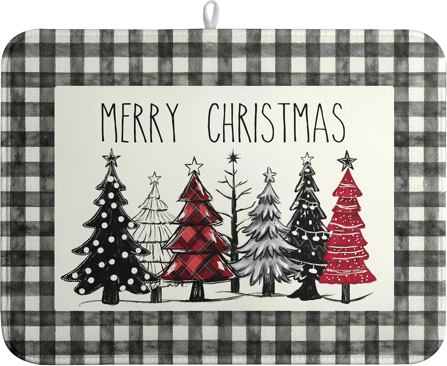 Outstanding Merry Christmas Dish Drying Mat Buffalo Plaid Large Kitchen Mats Dish Drying Pad Xmas Christmas Tree Absorbent Dish Dryer Mat for Kitchen Countertops Microfiber Drainer Pad Dish Drying Mats 18×24 in Exceptional