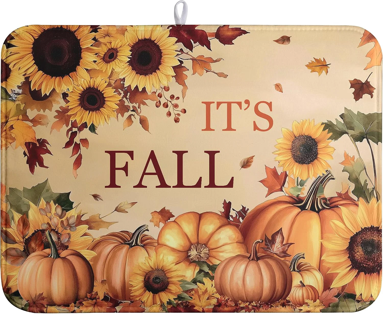 Traditional Fall Orange Pumpkins Dish Drying Mat Maple Leaves Autumn Large Kitchen Mats Dish Drying Pad Absorbent Dish Dryer Mat for Kitchen Countertops Microfiber Drainer Pad Dish Drying Mats 18×24 in Convenient
