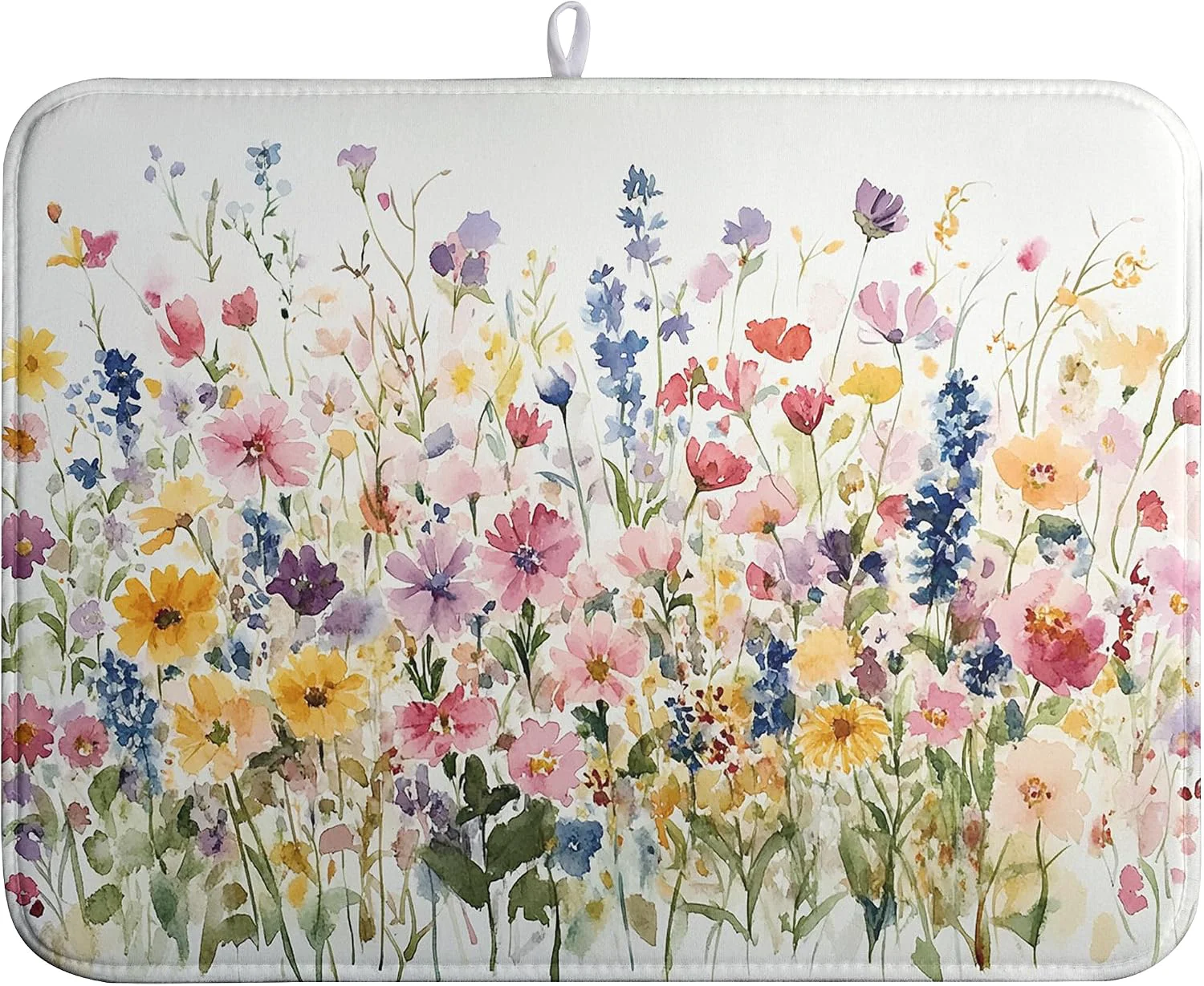 Consistent Spring Floral Dish Drying Mat for Kitchen Counter Summer Colorful Flower Kitchen Dishes Dryer Pad Absorbent Matt Microfiber Washable Foldable Reusable Large 18×24 in Smart
