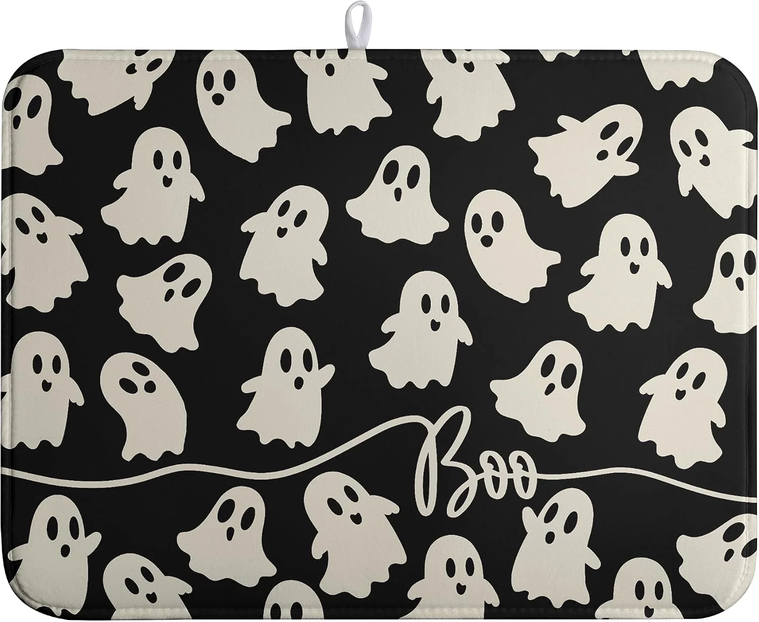 Consistent Halloween Ghosts Dish Drying Mat Black and White Large Kitchen Mats Dish Drying Pad Absorbent Dish Dryer Mat for Kitchen Countertops Microfiber Drainer Pad Dish Drying Mats 18×24 in Fine