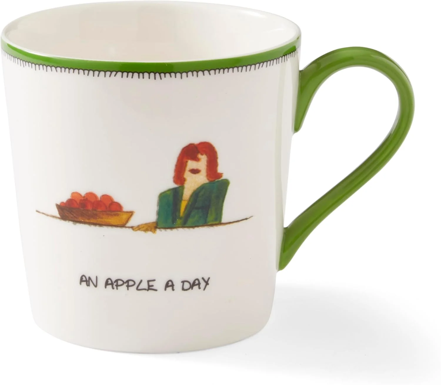 First-Class Spode Kit Kemp 12oz Doodle Mug An Apple A Day- Unique Doodle Pattern Fine China Dishwasher Safe For Coffee and Tea I Celebration Gift Home or Office Use Durable