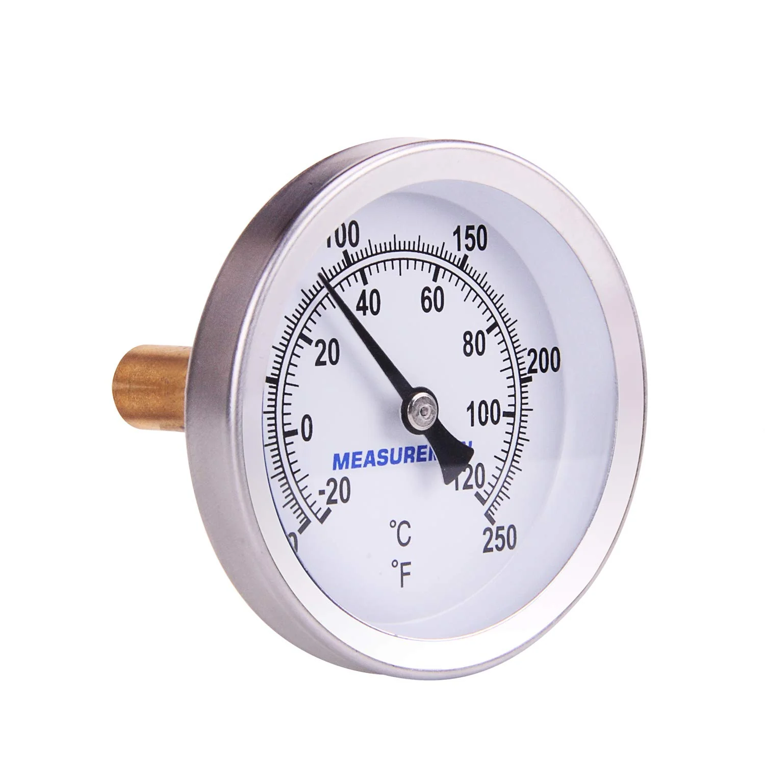 Consistent Measureman Hot Water Bi-Metal Thermometer 2-1 2 Dial 1-3 4 Lead- Brass Stem Range 0-250 deg F -20-120 deg C 2 Accuracy Adjustable Original Design