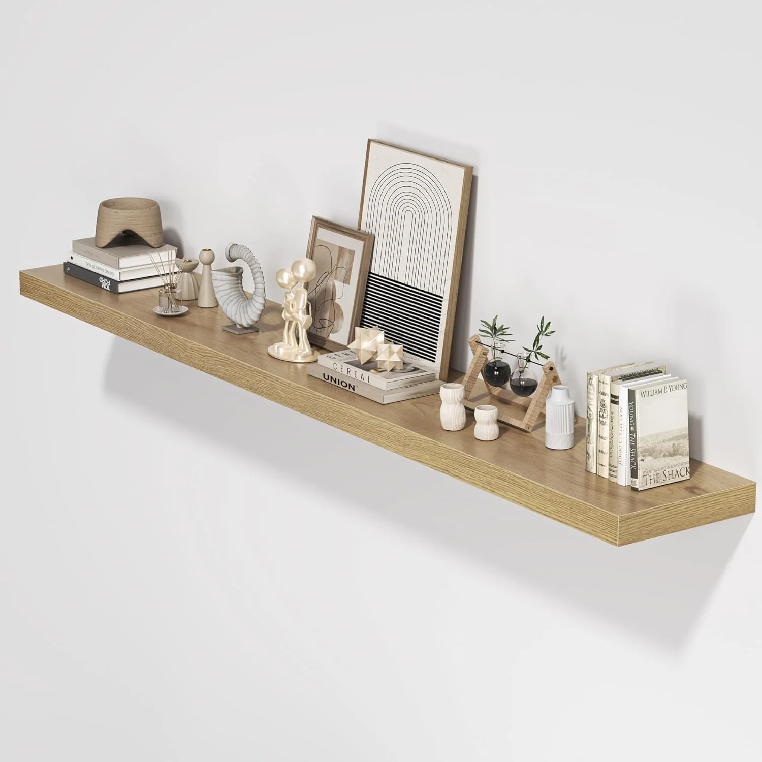 Trendy Floating Shelves for Wall 72 W x 9.3 D x 1.5 H Long Wooden Wall Mounted Display Shelves with Invisible Brackets for Living Room Bedroom Bathroom Advanced
