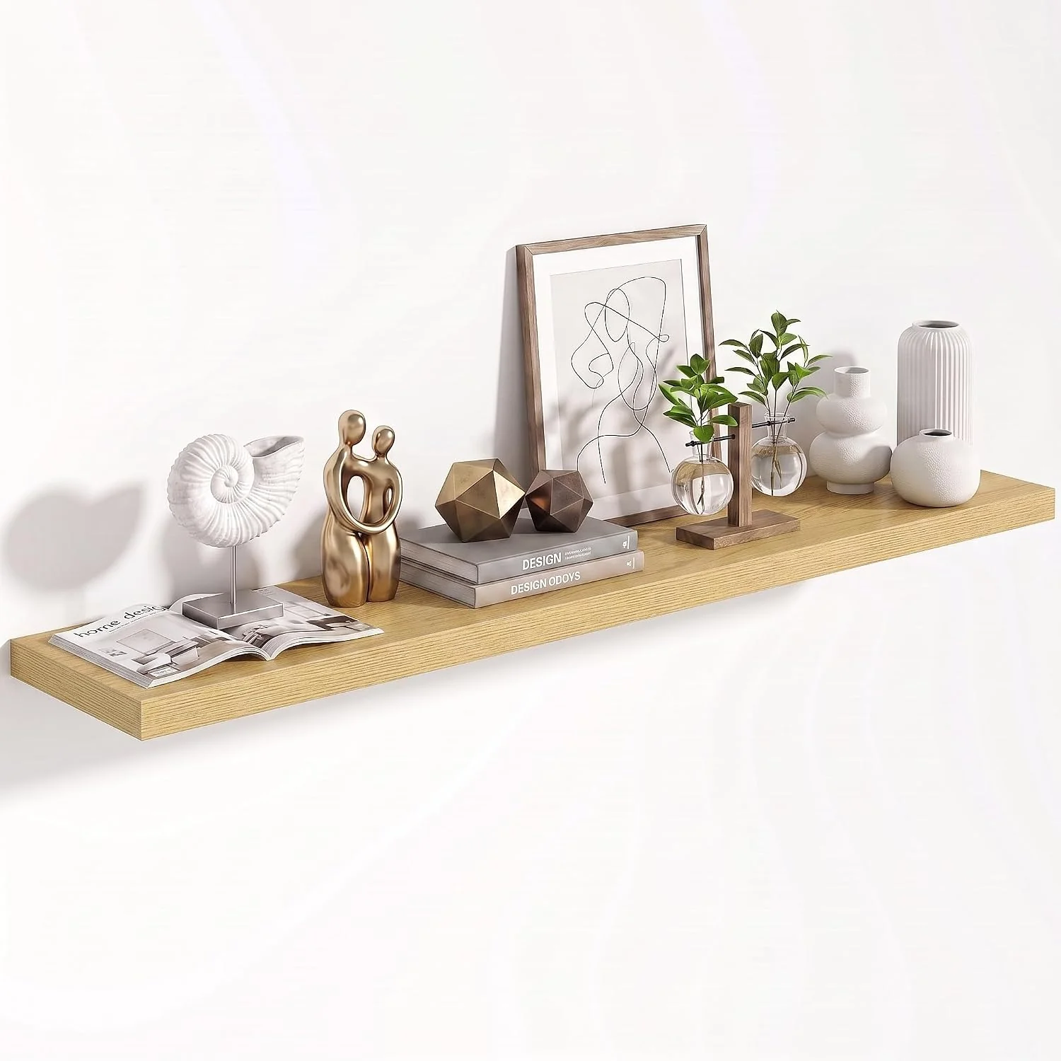 High-End FLYJOE Floating Shelves for Wall 48 W x 9.3 D x 1.5 H Set of 1 Oak Flexible
