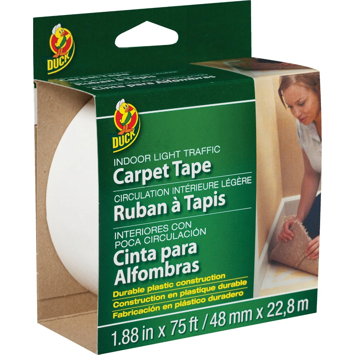 Safe Duck Light Traffic 1.88 In. x 75 Ft. Indoor Double Sided Carpet Tape User-Friendly