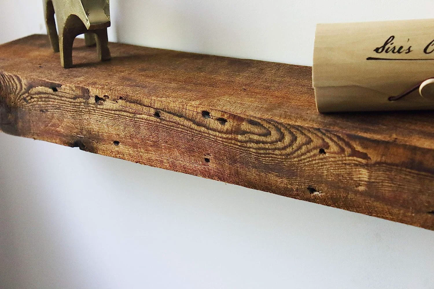 Classic Modern Timber Craft Reclaimed Wood Fireplace Mantel Shelf Solid Rustic American Barnwood with Floating Shelf Brackets 2.75 Thickness 66 L x 10 D Rustic – Oiled Artisan